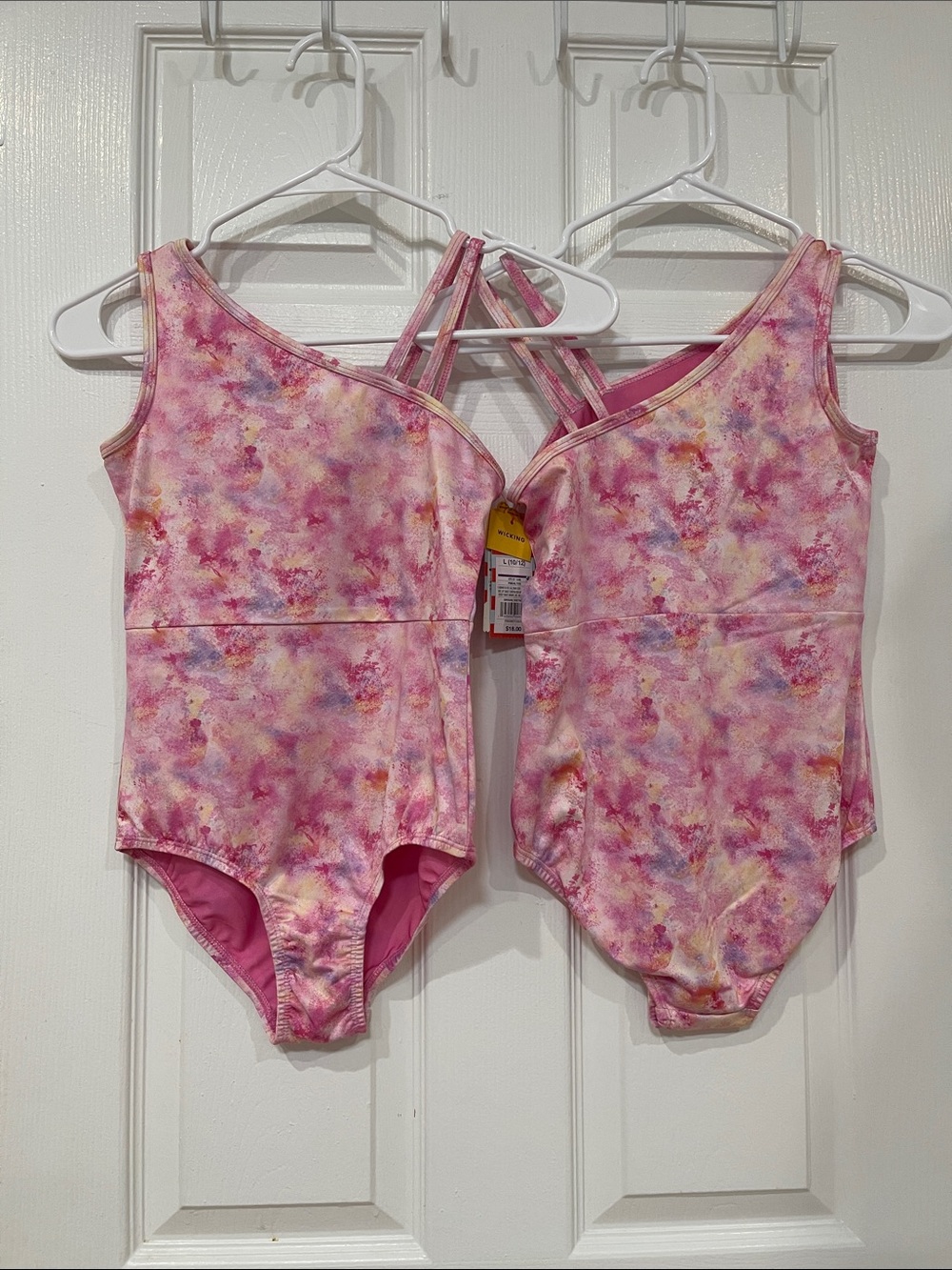 Cat & Jack Pink Watercolor One-Piece Swimsuit with Crisscross Back